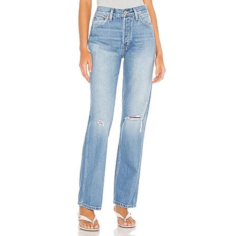 Re/Done Women's Light Blue Straight Leg Jeans